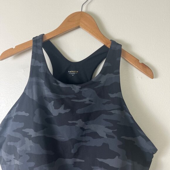 Athleta Athletic Conscious Crop Sports Bra Tank Camo Grey Black Women’s Sz 2x - Picture 3 of 8
